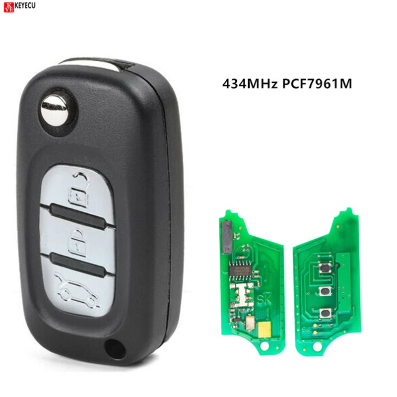 Keyecu New Remote Key Fob 434MHz PCF7961M for Renault Symbol Megane 3 Captur Kadjar 2013 2014 2015 2016 2017 | Автомобили и