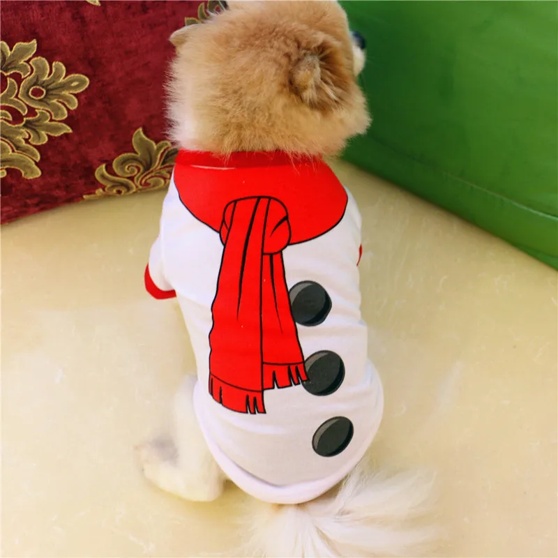 Рождество Снеговик стиль Одежда для собак Лето Щенок Собака домашний питомец хлопковая Футболка белая одежда для маленьких собак Жилет