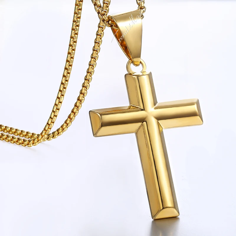 Cross Pendant Necklaces For Men Women Christian Religious Mens Gold