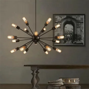 

Black Industrial Wrought Iron Chandelier Lighting Fixture Vintage Metal Antique Lamp With 10/12/18 Lights Painted Finish E27