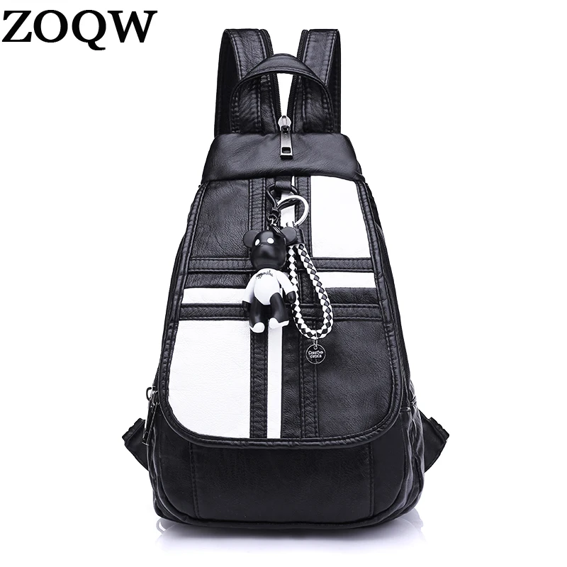ZOQW Mini Backpack Female Casual Small Backpacks For Girls Casual PU