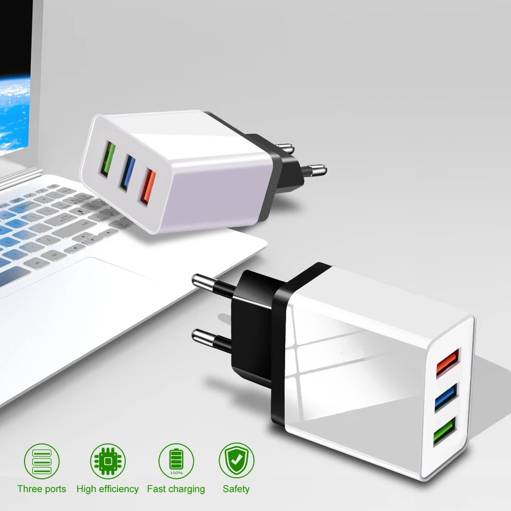 Jelico 3 порта USB зарядное устройство для iPhone Xs X 8 7 быстрое зарядное устройство для телефона для samsung Xiaomi huawei настенное зарядное устройство ЕС адаптер мобильного телефона