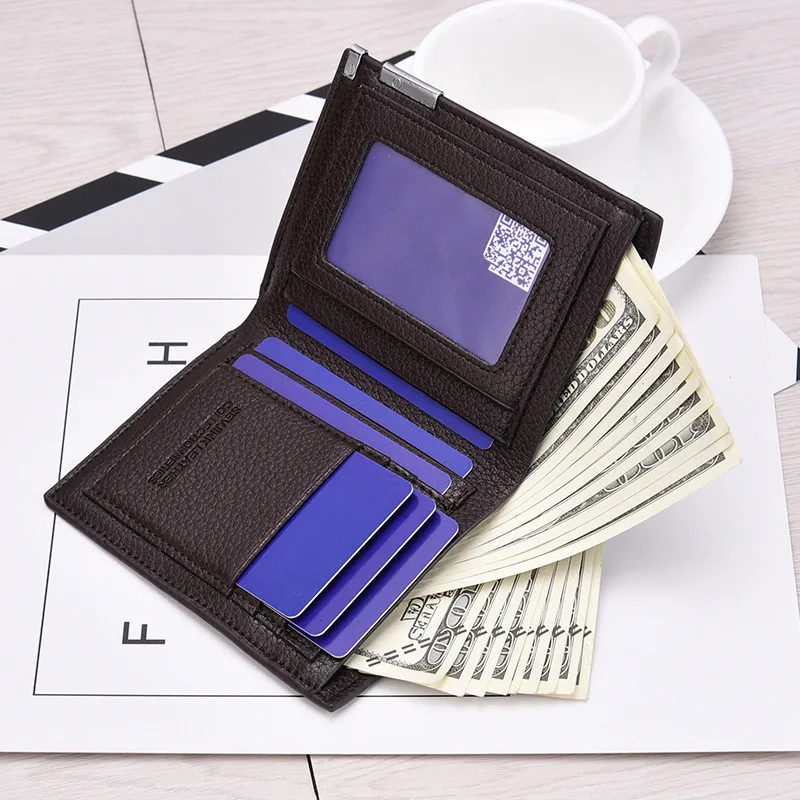 Men's wallets men's short wallet iron border Korean new business version of the young men's style wallet trend card bag 009Q Men's wallets men's short wallet iron border Korean new business version of the young men's style wallet trend card bag 009Q