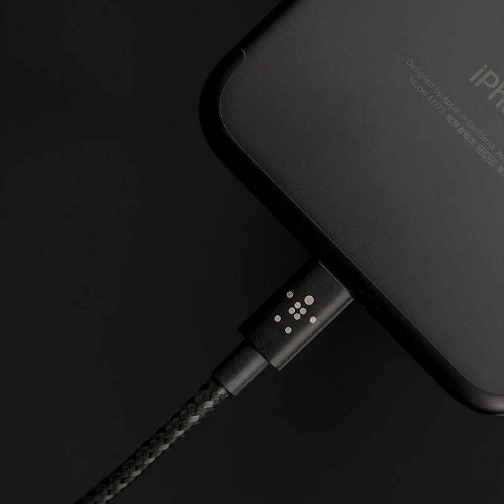 2.4a оригинальный Belkin MFi Сертифицированный 8 Pin Lightning/USB металлик плетеный зарядки