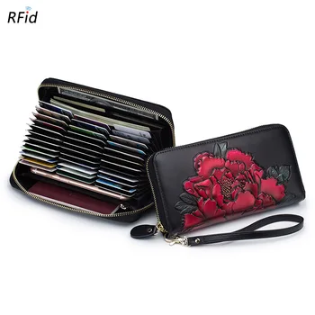 

Woman Leather Long Wallet Female Multi-card Business Credit ID Card Holder Multifunction Rfid Anti-theft Clutch Money Bag Purse