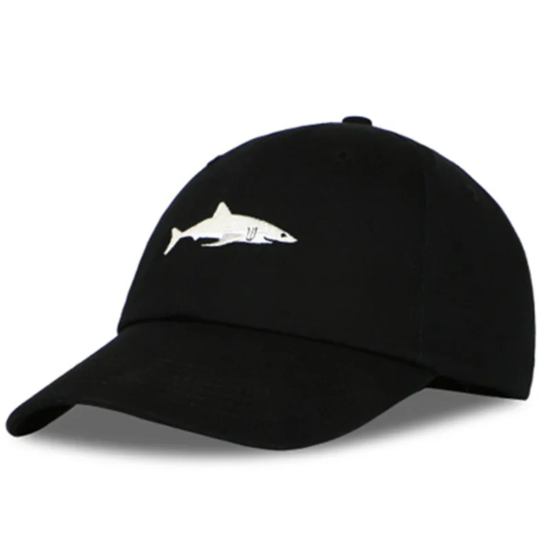 

10pcs/lot Hot selling 100% cotton Washed baseball caps Men and women hats Shark Embroidery Popular baseball hats 4 Colors