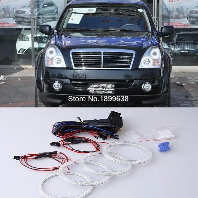 

4pcs Super bright red blue yellow white 3528 smd led angel eyes halo rings car styling for Ssangyong Rexton 2006 to 2011