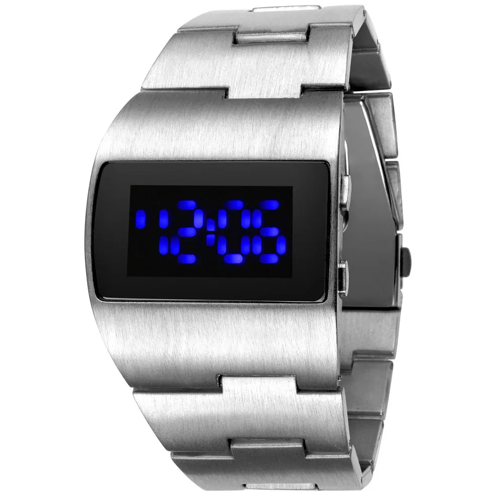 New Digital Watch Blue Light Led Watch Men Fashion Iron Man Watches Stainless Steel Men Sports Electronic Watch reloj hombre 