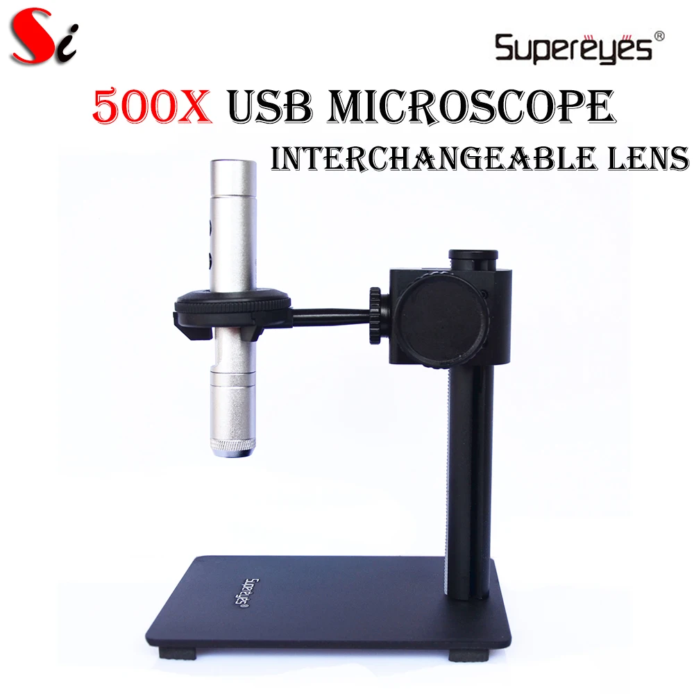 Цифровой микроскоп Supereyes B011 5MP 500X ручной со сменными линзами печатная плата