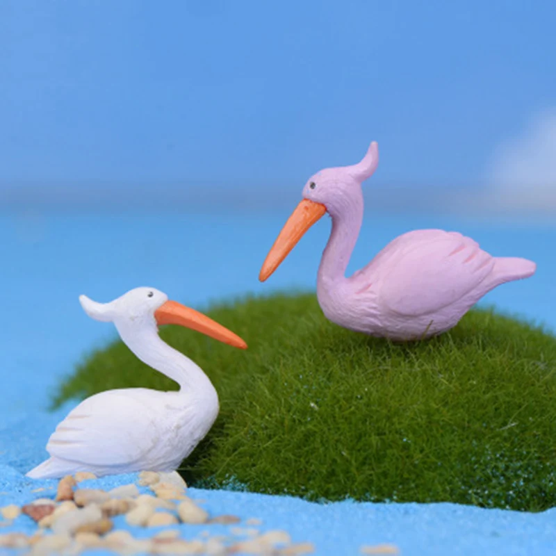 Elegant Flamingo Lucky Bird Model Small Statue Figurine Micro Crafts Ornament Miniatures DIY Home Garden Decor Doll Toy