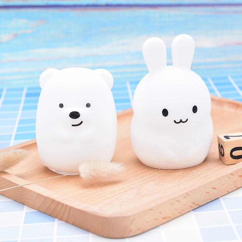 

Cute Bear Rabbit Silicone LED Night Light Color Changing LED Bedside Light for Children Kid Toy Children Baby Bedroom Night Lamp