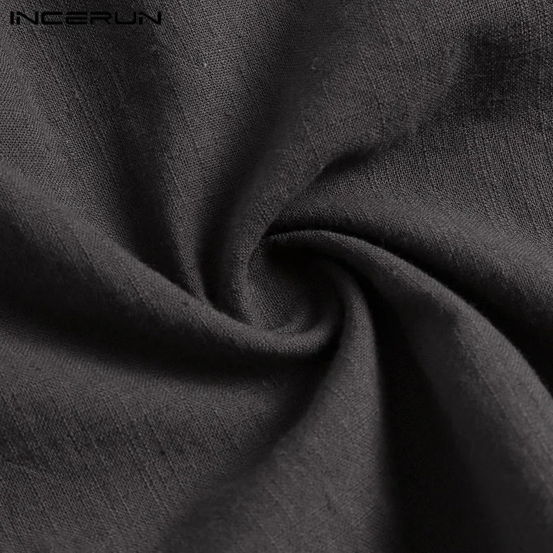 INCERUN 2019 Винтаж Для мужчин шорты хлопок Drawstring Однотонная повседневная обувь шорты длиной до колена Для мужчин для отдыха Летние свободные