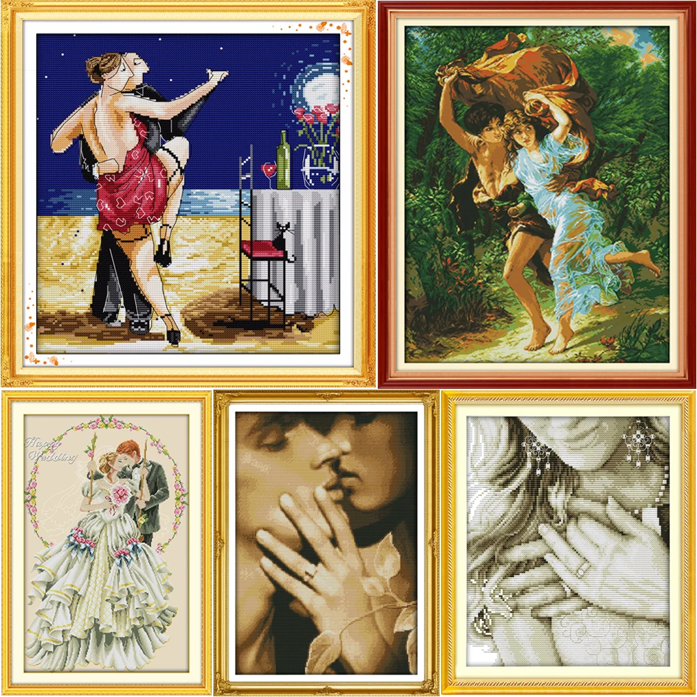 

Joy Sunday Love Story Counted Cross Stitch Kits DMC Stamped Cross Stitch Pattern Printed Cross-stitch set Embroidery Needlework