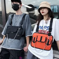 2019 для женщин и мужчин хип хоп тактический Водонепроницаемый черный пулевое оружие уличная сумка с цепочкой нагрудная сумка Rig уличный