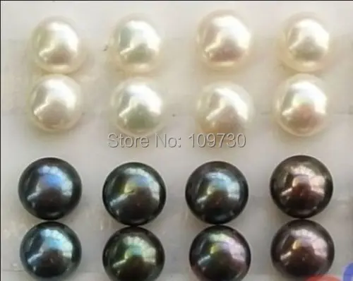 

Jewelry 00189 WHOLESALE luxury 8 PAIRS OF 10-11MM tahitian WHITE BLACK PEARL