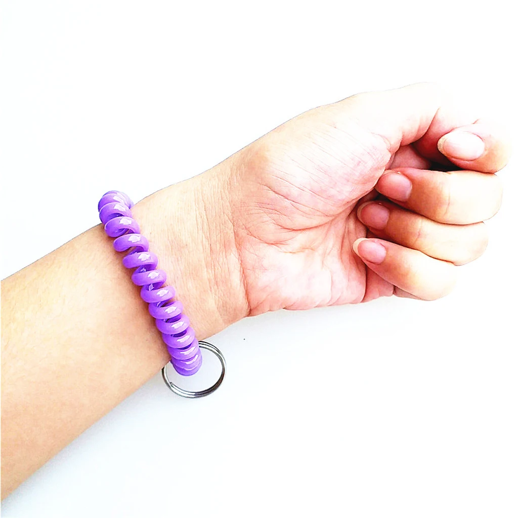 10Pcs Wrist Band Key Ring Chains Outdoor Sports Spiral Wrist Coil Keychains for Gym Fitness Running Scuba Diving Hiking Walking