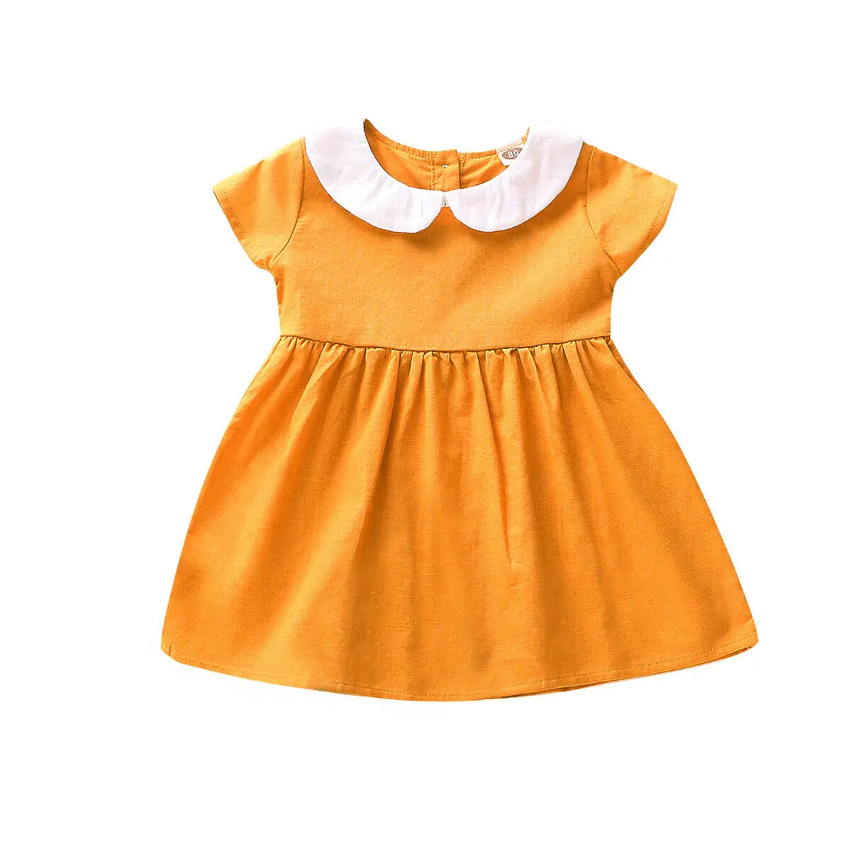 1 5Y Cute Toddler Baby Girls Dress Peter Pan Collar Yellow Princess