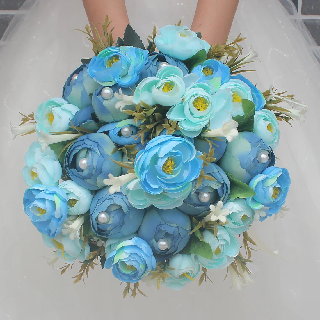 

Blue Bouquet De Mariage Bride Bouquet Artificial Wedding Bouquets Wedding Accessories Buque De Casamento