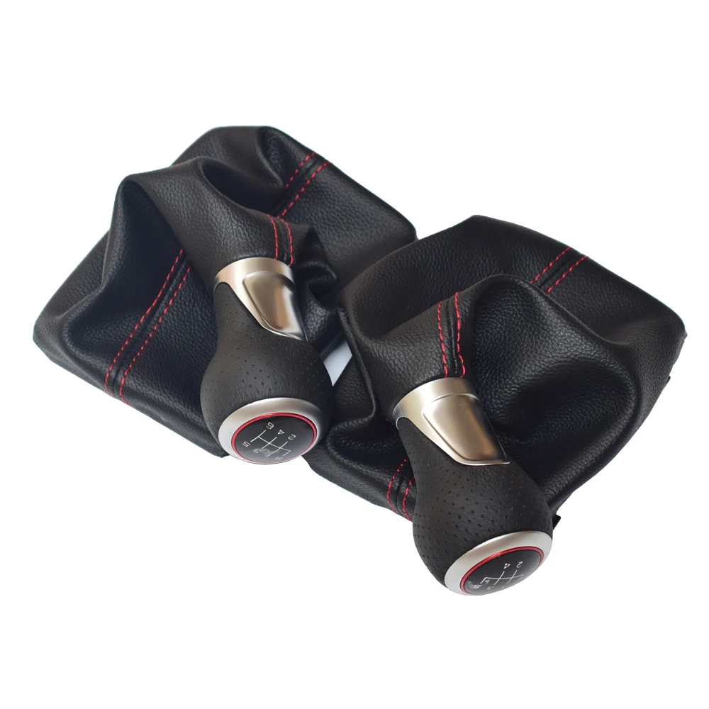 

Red line Chrome Gear Shift Knob 5/6 Lever Stick Pen Gaiter Boot Cover For Audi Audi A4 S4 B8 8K A5 8T Q5 8R S Line 07-15
