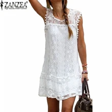 2018 Sexy Womens Summer Casual Sleeveless Evening Party Beach Dress Short Lace Tassel Mini Dress Vestidos