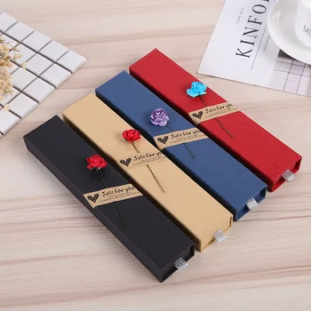 

2018 New Long Necklace Bracelet Jewelry Box Creative Gift Box Jewelry Box 21*4*2.3cm Drawer Style Vintage Kraft Paper