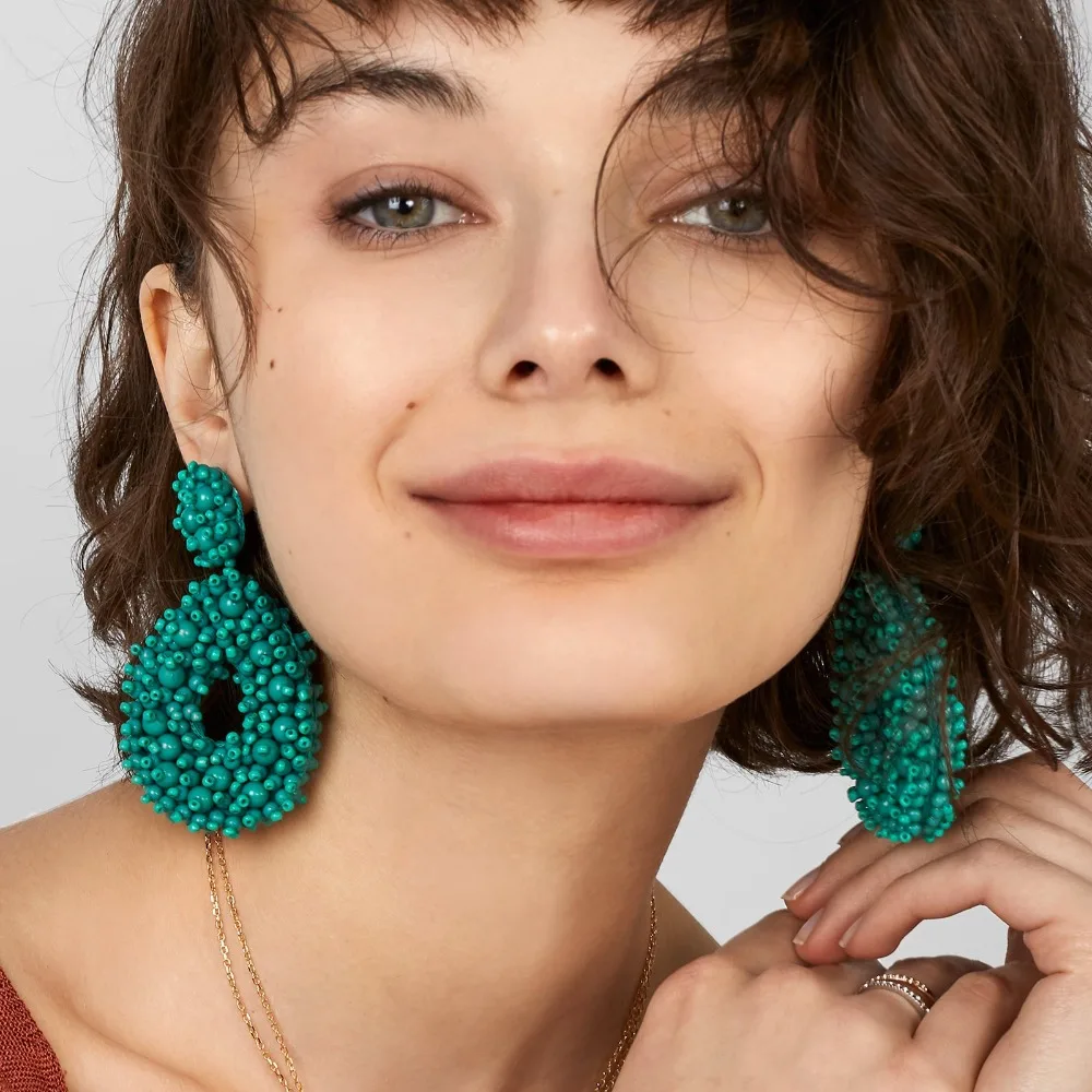 Dvacaman Boho Ethnic Large Tassel Fringe Earrings 2019 Handmade Big Beads Statement Earrings Party Dangle Drop Earrings Gift A33
