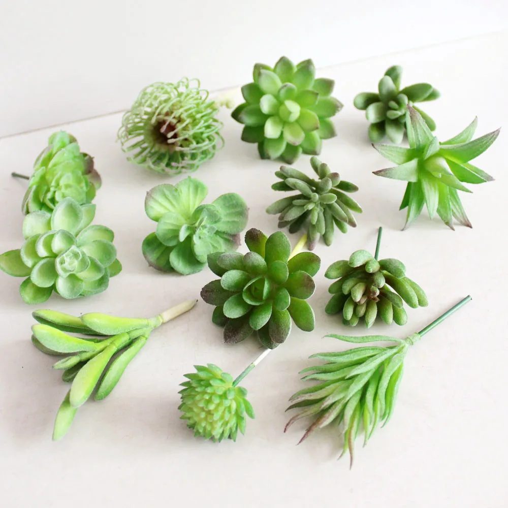 wholesale 30 pieces mixed styles Green Artificial Succulent Plants Succulent For Home Hotel