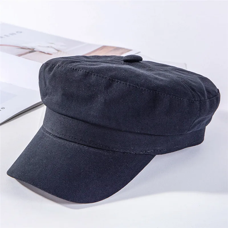 USPOP, хлопок, газетные кепки для женщин, модные, на пуговицах, с плоским верхом, с козырьком, однотонные кепки, военные кепки