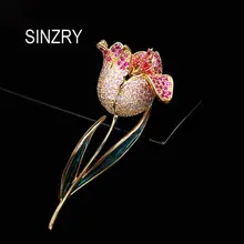 SINZRY элегантный свадебный ювелирный аксессуар кубический циркон микро проложили эпоксидные броши в форме цветка розы булавка женский аксессуар