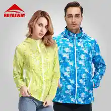 Royalway Открытый Весна и лето пары с капюшоном печати Солнцезащитная одежда для любителей# RFIL2113G& RFIM2114G