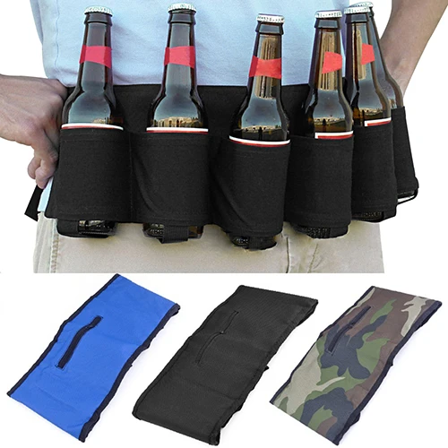 Fashion 6 Pack Beer Soda Belt Party Hiking Drinks Bottles Holders Gifts