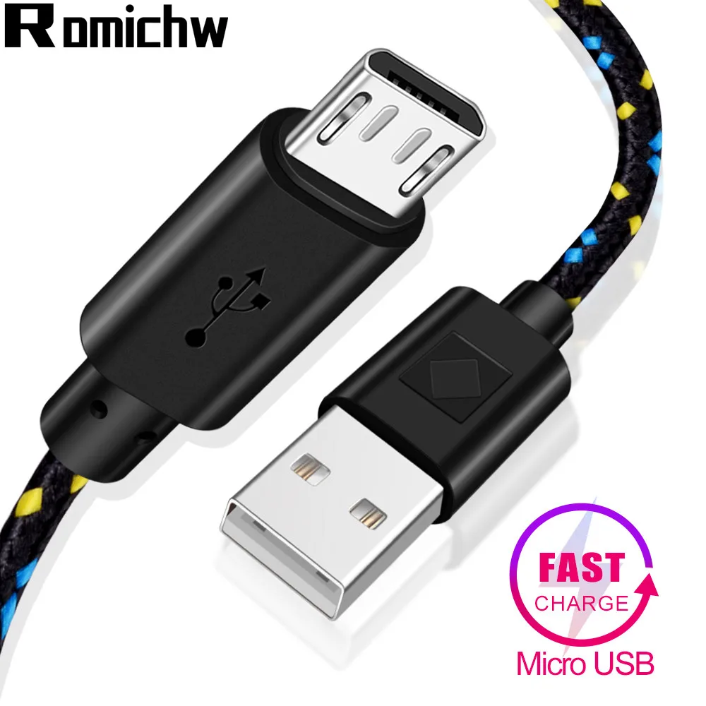 ROMICHW Micro USB кабель для быстрой зарядки USB кабель для передачи данных для samsung huawei Xiaomi LG sony Android мобильный телефон usb зарядный шнур