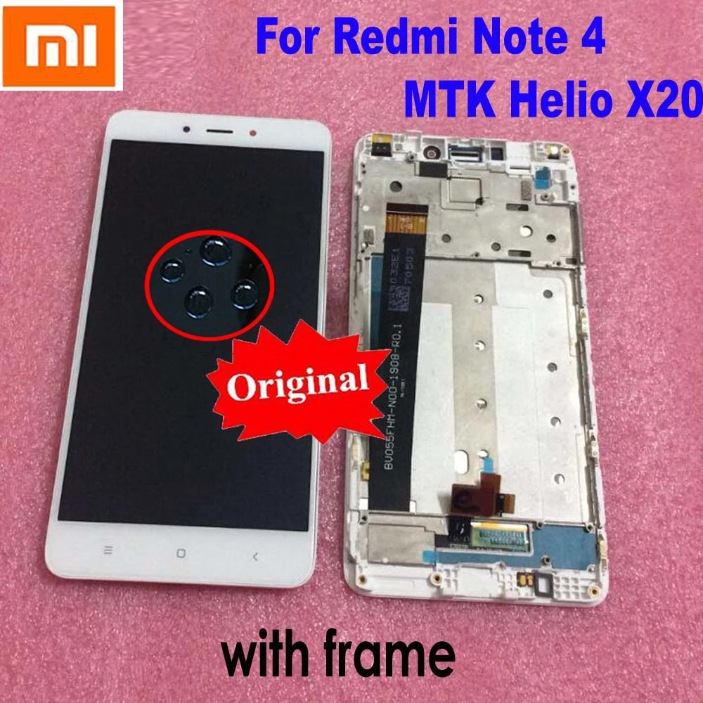 Goedkoop Originele 10 Point Touch Screen Digitizer Sensor Lcd scherm Vergadering + Frame Voor Xiaomi Redmi Opmerking 4 Note4 Note 4x MTK Helio X20