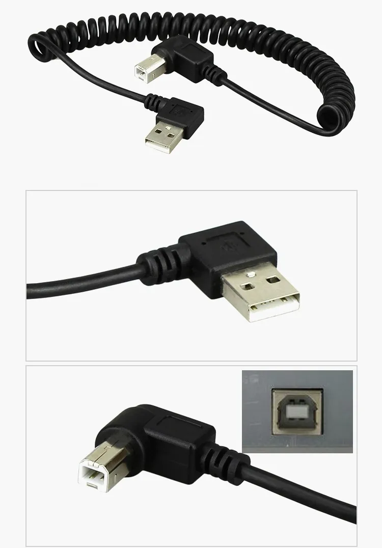 /4ft USB 2.0 Male to 4pin B type Right Angle Retractable Data Charging Cable for USB2.0 Printer and Scanner | Компьютеры и офис