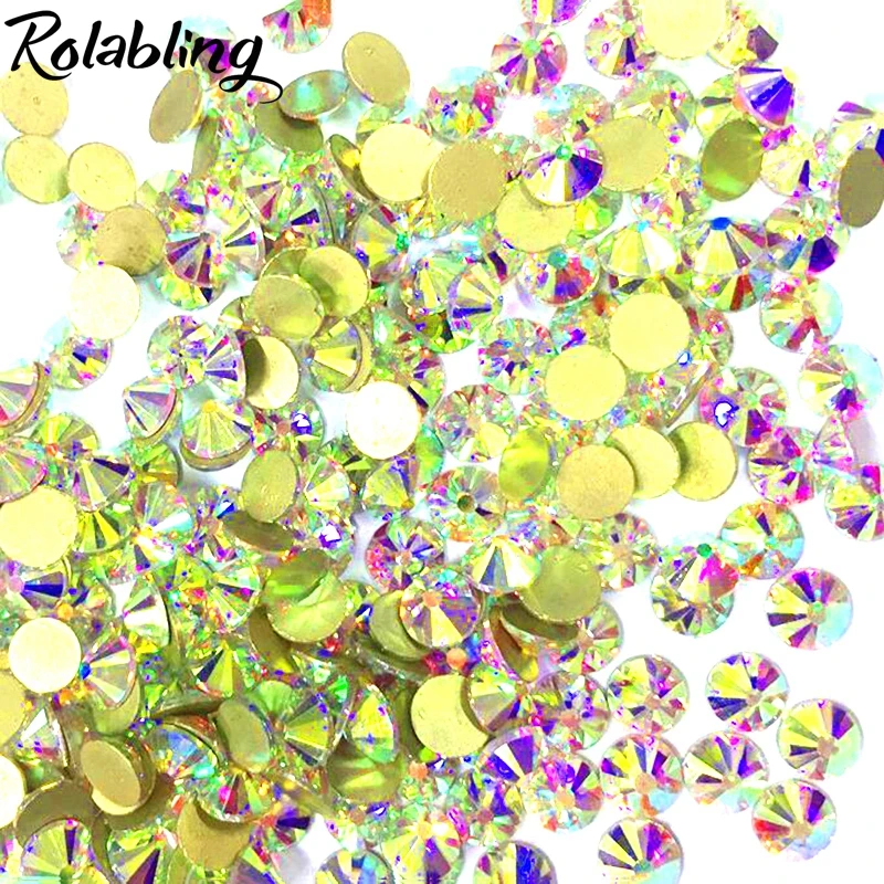 Стразы для ногтей Rolabling, разные размеры, красивые, хрустальные, стеклянные, для ногтей, украшения ногтей, сделай сам, стразы с плоской задней поверхностью для дизайна ногтей