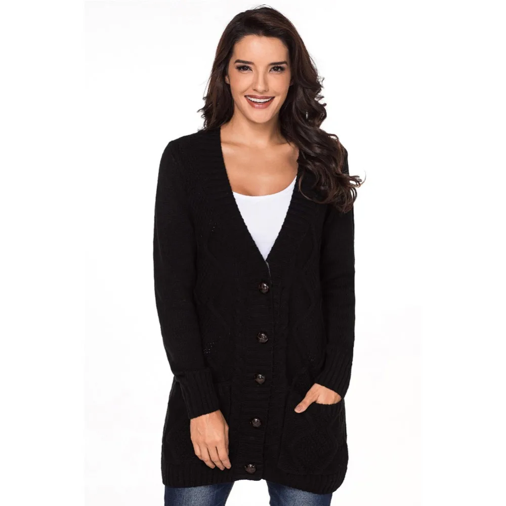 

oversized christmas sweater fashion 2018 winter plus size women casual Solid Color cardigan sweater button knitting long sweater