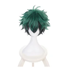 Boku no Hiro Akademia Izuku Midoriya short wig My Hero Academia Deku Green And Black Cosplay Wig+Wig Cap Boku no Hiro Akademia Izuku Midoriya short wig My Hero Academia Deku Green And Black Cosplay Wig+Wig Cap