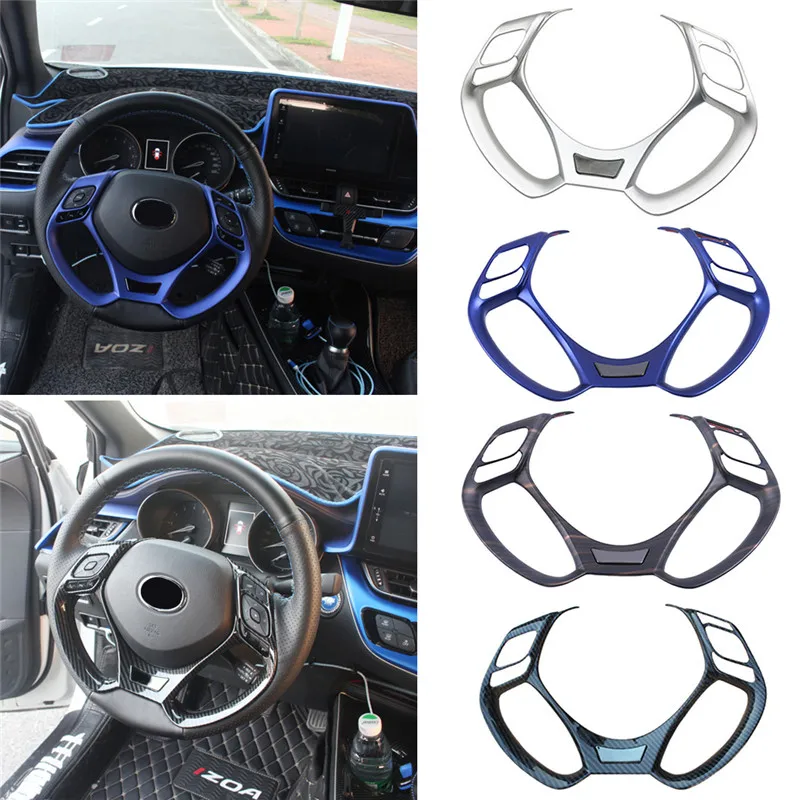 

New Style Interior Steering Wheel Button Cover High Quality Carbon Fiber Durable Trim Fit For Toyota C-HR 2016 2017 2019#292864