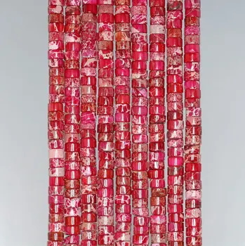 

4x2mm Imperial Jasper Gemstone Pink Heishi Rondelle Slice Loose Beads 8 inch Half Strand (90184935-841)