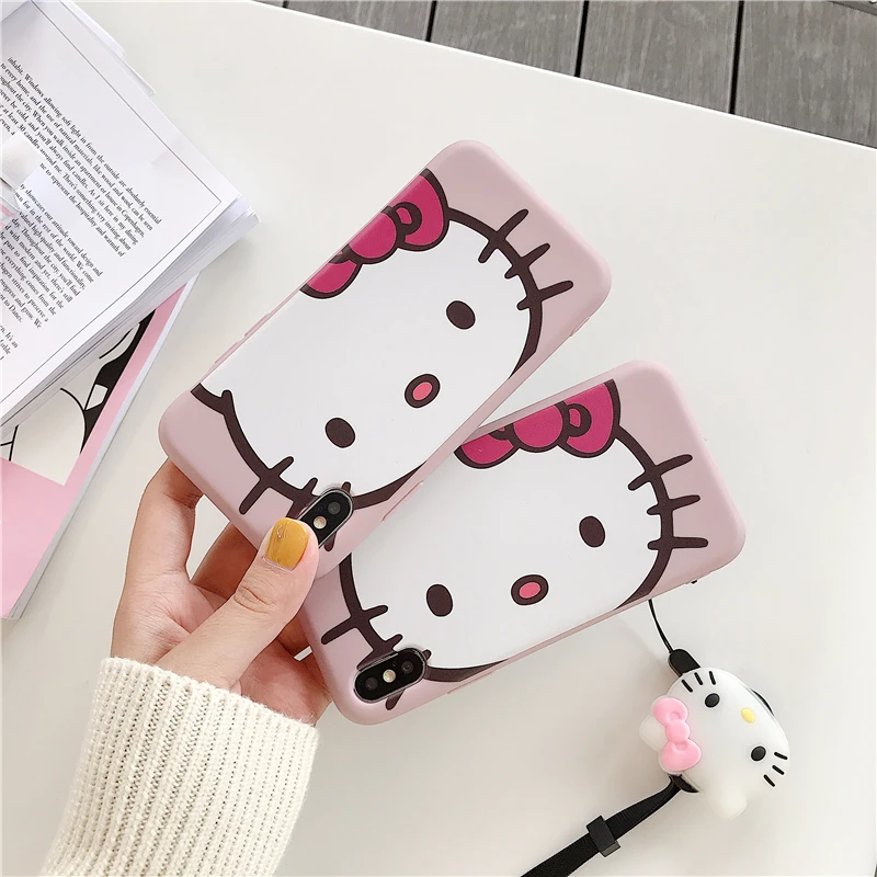 

Cartoon Pink cute kitty cat Cover Case for iphone X xr xs max 8 7 6 6s Plus Silicone Mobile Phone Shell Covers