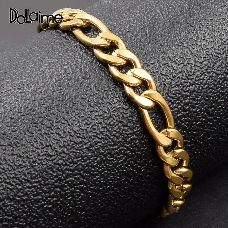 Dolaime Свадебные хит модных продаж мужские из нержавеющей стали золотого цвета NK от трех до одного браслет с застежкой Лобстер BS088