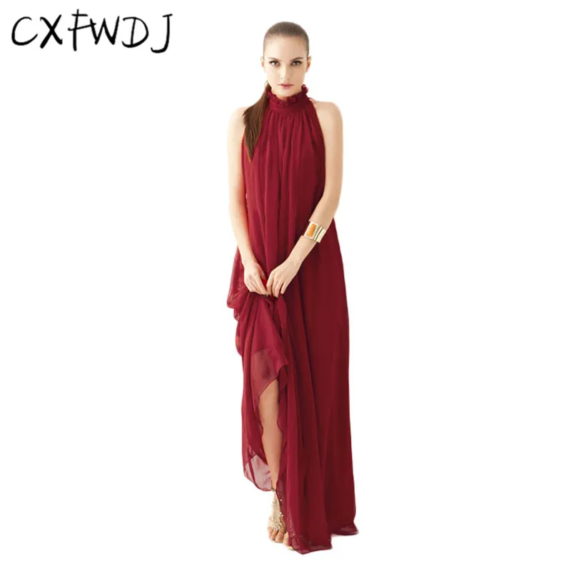 2018 Vestidos вечерние богемные шифоновые длинные платья Женский пояс повесить за шею