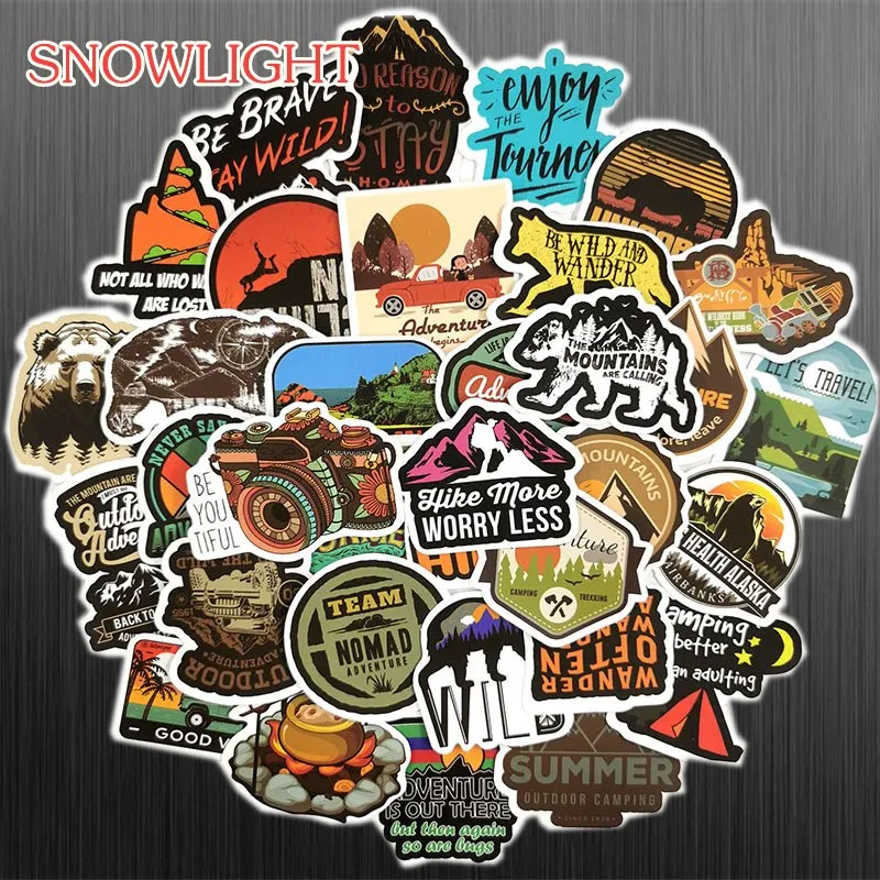 

50PCS RETRO Camping Travel Stickers Wilderness Adventure Outdoor Landscape Waterproof Sticker to DIY Suitcase Laptop Motor