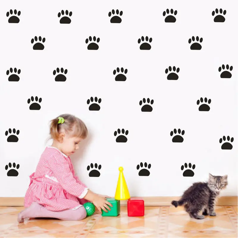 

35 PCS Lovely Paws Pattern Wall Decal Vinilos Decorativos Removable 3D waterproof Wall Sticker For Kids Bedroom Art Mural SYY137