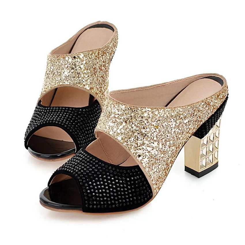 sequin sandals heels