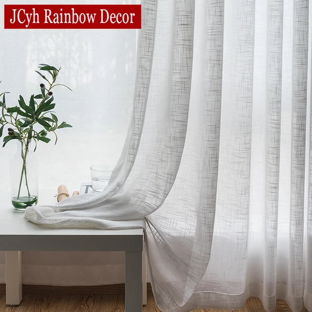 Us 11 62 40 Off Jcyh Linen White Tulle Curtains For Living Room Bedroom Window Sheer Organza Thick Voile Fabric Blinds Ds In
