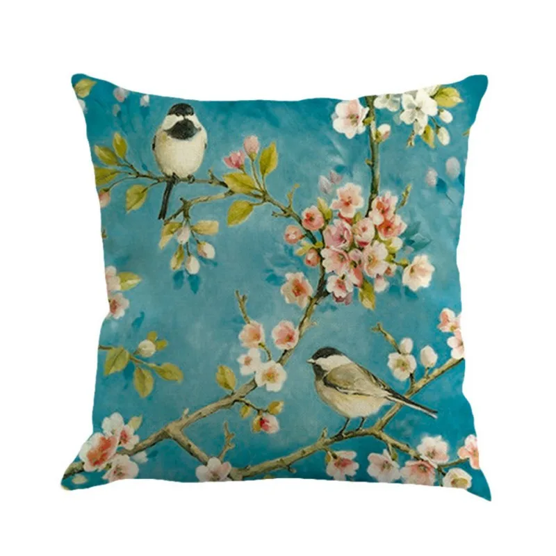 

Birds Cushion Home Decorative Pillows Butterfly Linen Cojines Pillow Cover