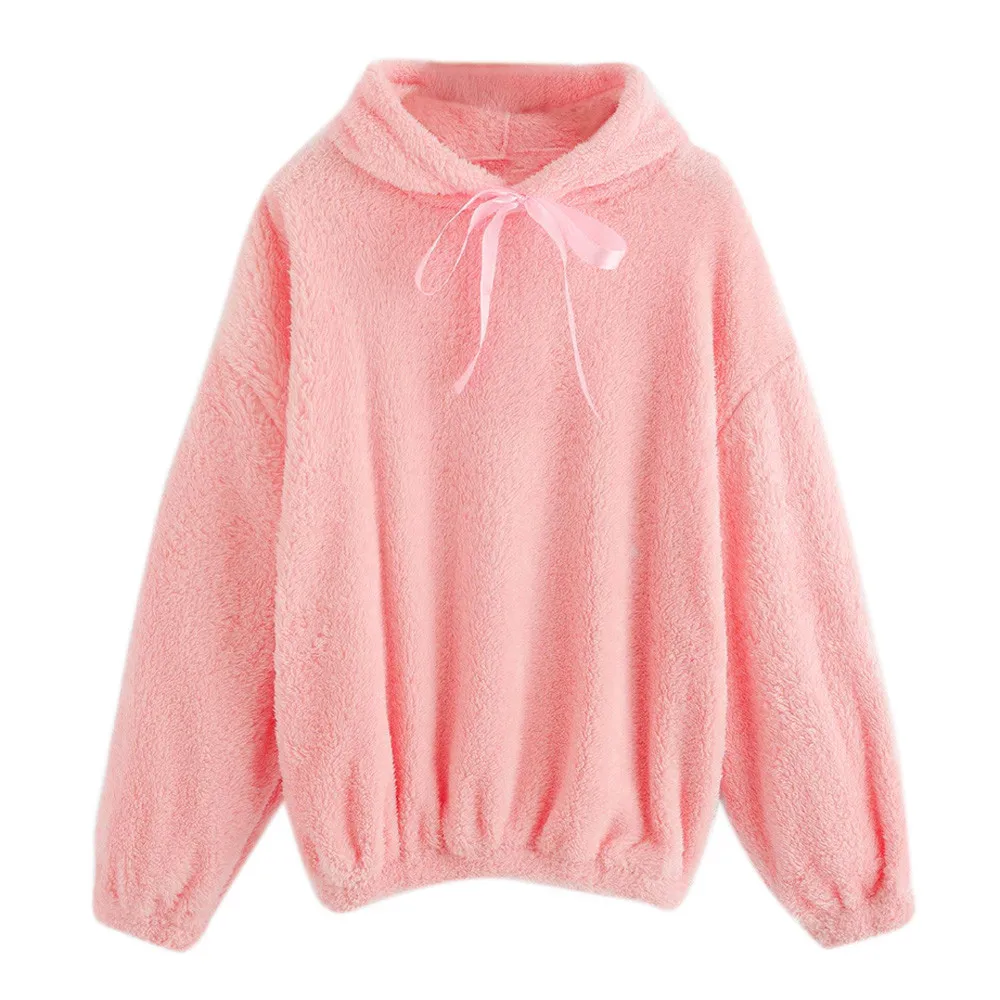 Hoodies and Sweatshirt Pullover Women Pullover Women Long Sleeve  Plush Hooded Round Neck Winter WomenBlouse Tops #4S20