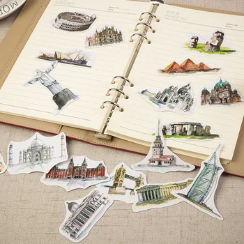 

42 pcs/bag Vintage famous European architecture paper sticker child dress up diy decoration sticky album diary scrapbooking