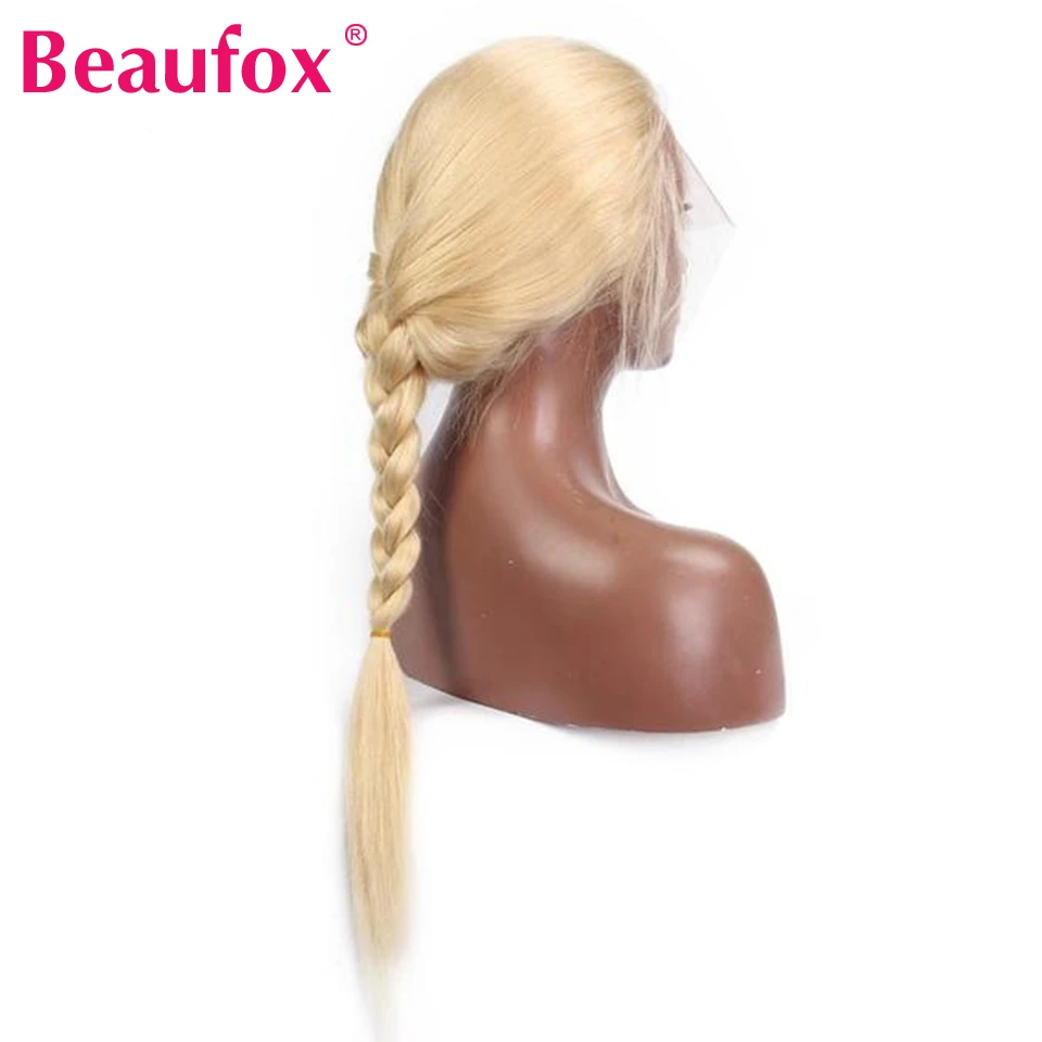 Beaufox 613 Lace Front Wig Indian Straight Human Hair Wigs For Black Women Pre Plucked Natural Hairline 150% Remy 613 Blonde Wig (8)